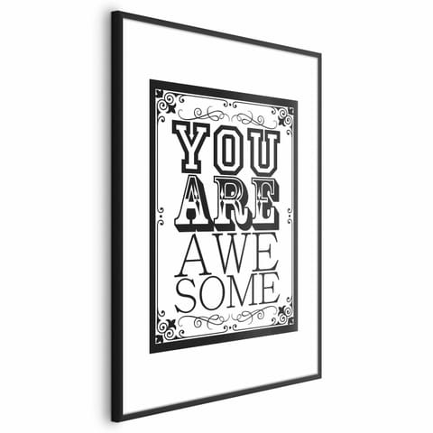 ⁨Plakat - You are awesome (rozmiar 40x60, wykończenie Rama czarna z marginesem)⁩ w sklepie Wasserman.eu