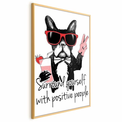 ⁨Plakat - Surround yourself with positive people (rozmiar 29.7x42, wykończenie Rama złota)⁩ w sklepie Wasserman.eu