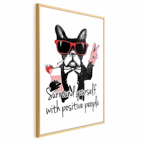⁨Plakat - Surround yourself with positive people (rozmiar 29.7x42, wykończenie Rama złota z marginesem)⁩ w sklepie Wasserman.eu
