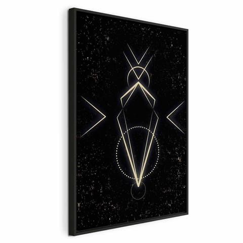 ⁨Obraz - Symetria figur (1-częściowy) - motyw graficzny w czarnym odcieniu (rozmiar 40x60, wykończenie W ramie drewnianej czarnej)⁩ w sklepie Wasserman.eu