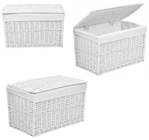 ⁨Zestaw białych kufrów wiklinowych 3 szt⁩ w sklepie Wasserman.eu