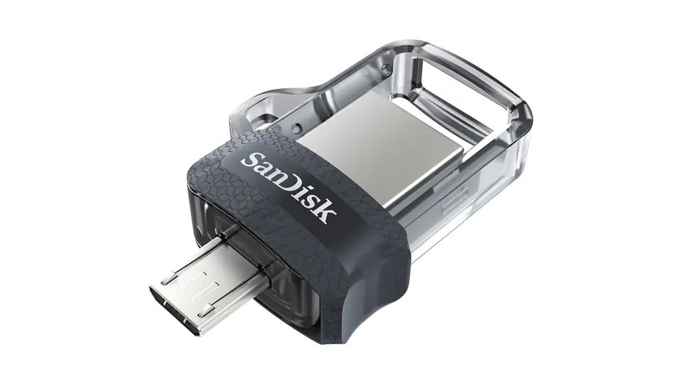 ⁨SanDisk Ultra Dual m3.0 USB flash drive 256 GB USB Type-A / Micro-USB 3.2 Gen 1 (3.1 Gen 1) Black, Silver, Transparent⁩ at Wasserman.eu