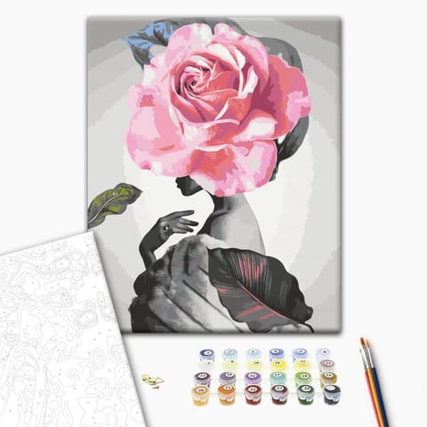 ⁨Obraz do samodzielnego malowania - Róża i futro (rozmiar 40x50, wykończenie )⁩ w sklepie Wasserman.eu