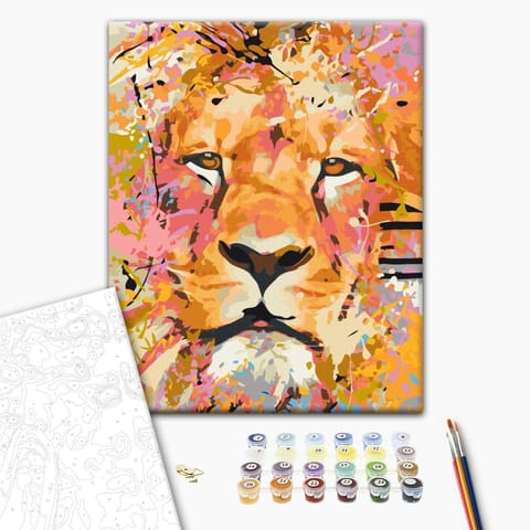⁨Obraz do samodzielnego malowania - Czujny lew (rozmiar 40x50, wykończenie )⁩ w sklepie Wasserman.eu