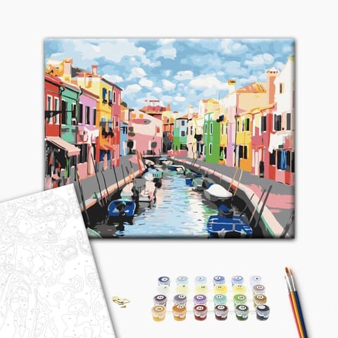 ⁨Obraz do samodzielnego malowania - Domy w Burano (rozmiar 50x40, wykończenie )⁩ w sklepie Wasserman.eu