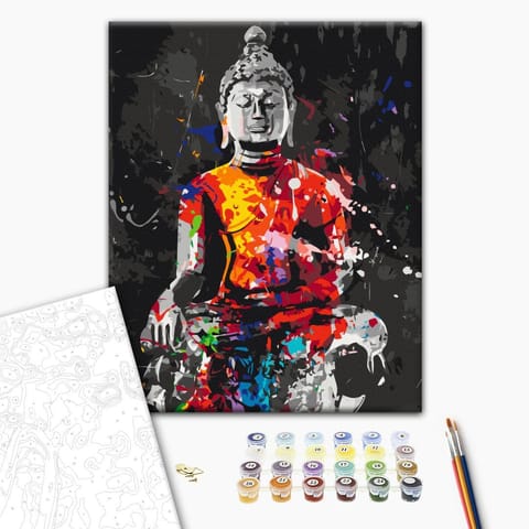 ⁨Obraz do samodzielnego malowania - Budda w kolorach (rozmiar 40x50, wykończenie )⁩ w sklepie Wasserman.eu