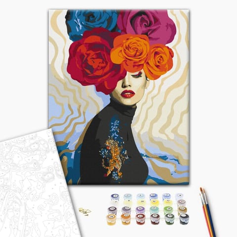 ⁨Obraz do samodzielnego malowania - Tygrys na ramieniu (rozmiar 40x50, wykończenie )⁩ w sklepie Wasserman.eu