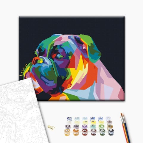 ⁨Obraz do samodzielnego malowania - Kolorowy bokser (rozmiar 50x40, wykończenie )⁩ w sklepie Wasserman.eu