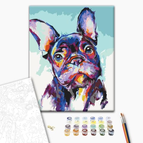 ⁨Obraz do samodzielnego malowania - Portret buldoga (rozmiar 40x50, wykończenie )⁩ w sklepie Wasserman.eu