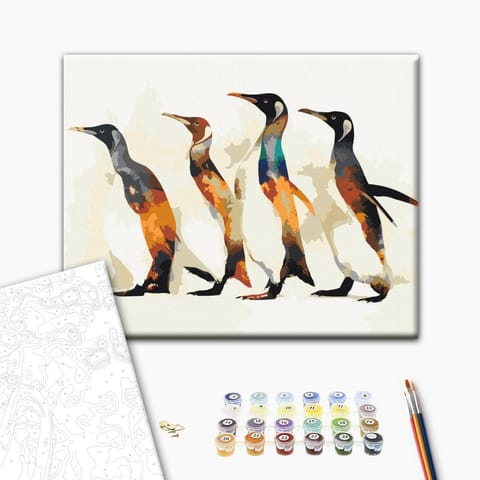 Self-painting - Penguin family (size 60x40) at Wasserman.eu