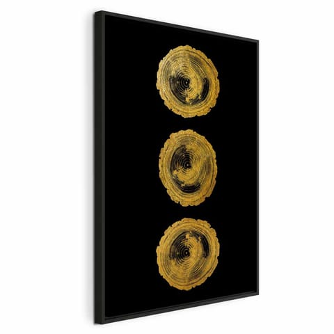 ⁨Obraz - Złote sęki (1-częściowy) pionowy (rozmiar 40x60, wykończenie W ramie drewnianej czarnej)⁩ w sklepie Wasserman.eu