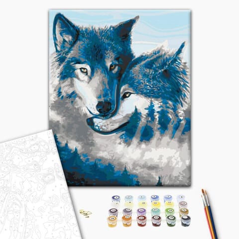 Self-painting - Wolves in love (size 40x60) at Wasserman.eu