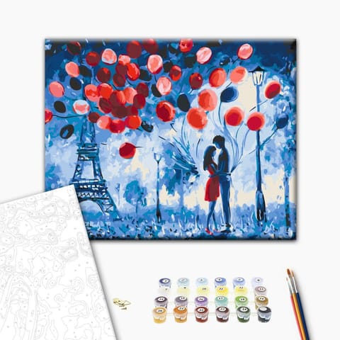 ⁨Obraz do samodzielnego malowania - Noc w Paryżu (rozmiar 50x40, wykończenie )⁩ w sklepie Wasserman.eu