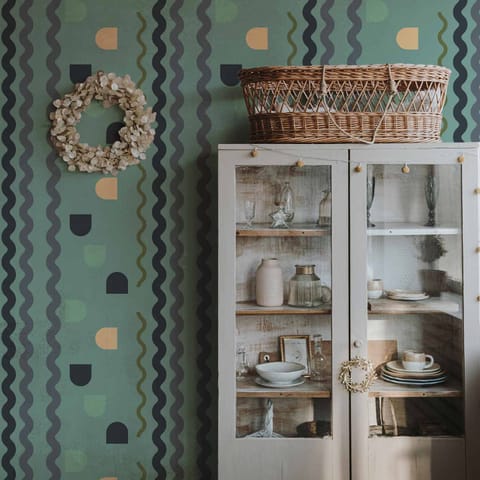 ⁨Tapeta - Miętowa fala (rozmiar 50x1000, wykończenie Wodoodporna)⁩ w sklepie Wasserman.eu