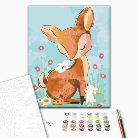 ⁨Obraz do samodzielnego malowania - Łania na łące (rozmiar 40x50, wykończenie )⁩ w sklepie Wasserman.eu