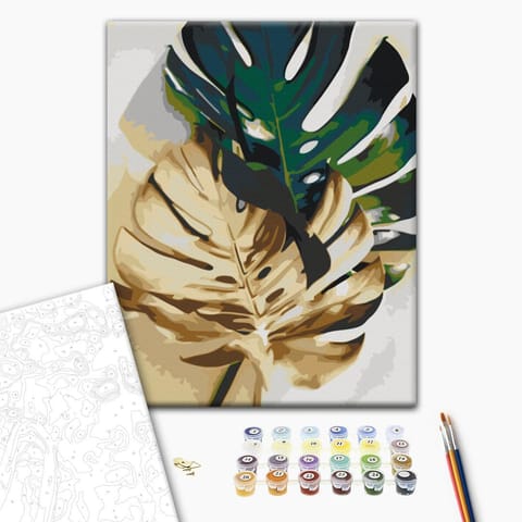 Self-painting - Golden monstera (size 40x60) at Wasserman.eu