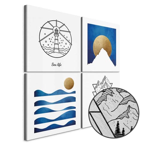 ⁨Obraz - Morze czy góry (4-częściowy) (rozmiar 80x80, wykończenie Premium Print)⁩ w sklepie Wasserman.eu