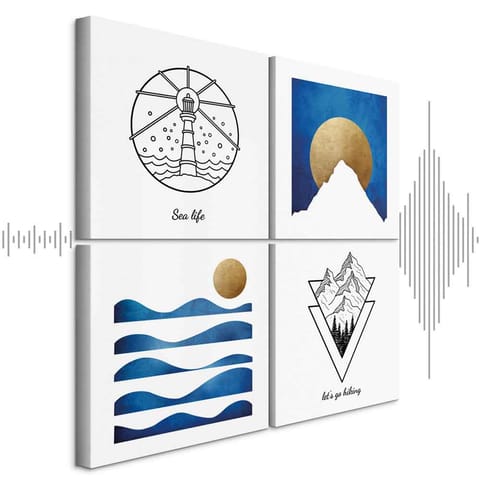 ⁨Obraz - Morze czy góry (4-częściowy) (rozmiar 80x80, wykończenie Akustyczny)⁩ w sklepie Wasserman.eu