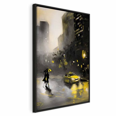 ⁨Obraz - Blask miasta (1-częściowy) pionowy (rozmiar 80x120, wykończenie W ramie drewnianej czarnej)⁩ w sklepie Wasserman.eu