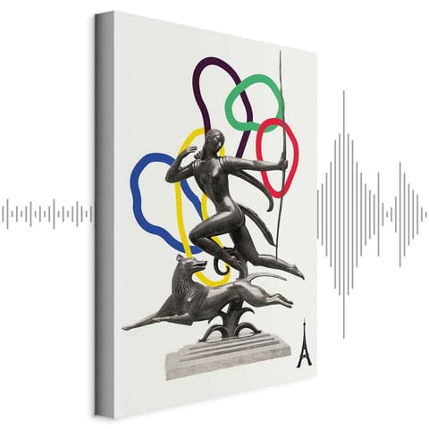 ⁨Obraz - Kobieta z psem - ilustracja (rozmiar 80x120, wykończenie Akustyczny)⁩ w sklepie Wasserman.eu