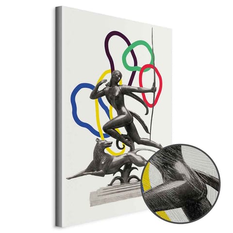 ⁨Obraz - Kobieta z psem - ilustracja (rozmiar 60x90, wykończenie Premium Print)⁩ w sklepie Wasserman.eu