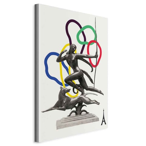 ⁨Obraz - Kobieta z psem - ilustracja (rozmiar 60x90, wykończenie Na płótnie włoskim)⁩ w sklepie Wasserman.eu