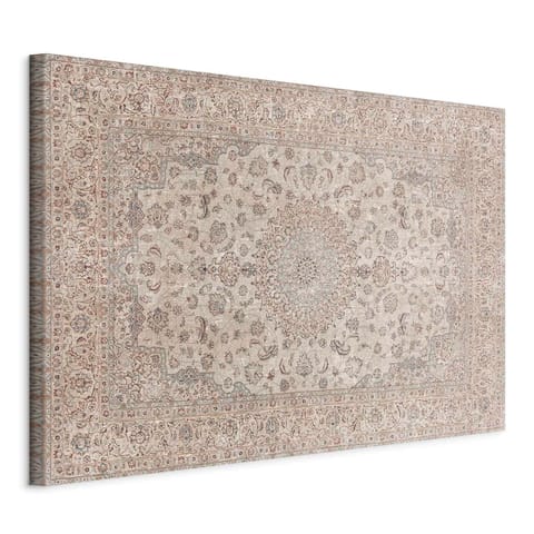 ⁨Obraz - Piaskowy dywan - przetarty perski dywan z bogatymi motywami zdobniczymi (rozmiar 30x20, wykończenie Na płótnie włoskim)⁩ w sklepie Wasserman.eu