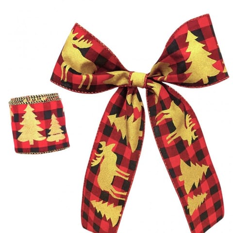 ⁨Taśma świąteczna na kokardę, wstążka na prezent Boże Narodzenie 5cm x 5m KSN86⁩ w sklepie Wasserman.eu