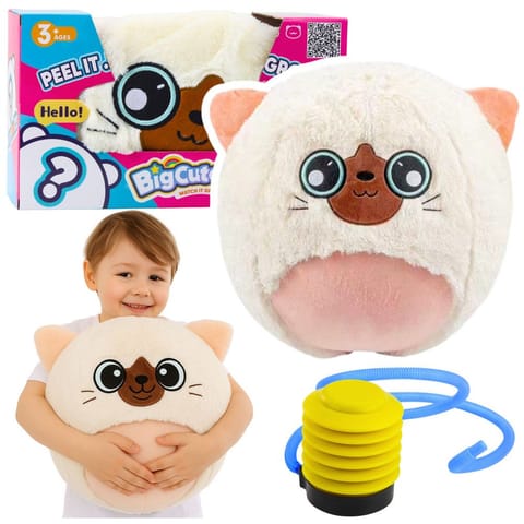 ⁨Piłka Do Skakania Rosnąca Pluszowa Kotek Biały Pompka 50 cm⁩ w sklepie Wasserman.eu