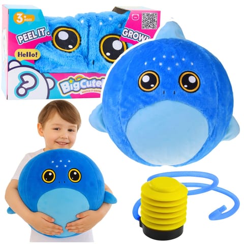 ⁨Piłka Do Skakania Rosnąca Pluszowa Rekin Niebieski Pompka 50 cm⁩ w sklepie Wasserman.eu