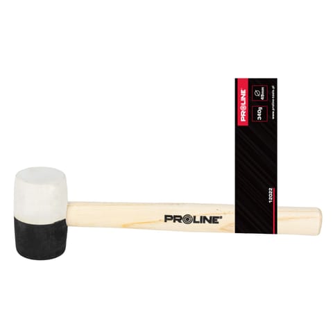 ⁨RUBBER MALLET BLACK-WHITE 340G WOODEN HANDLE PROLINE⁩ at Wasserman.eu