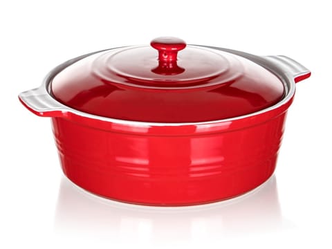 ⁨NACZYNIE CERAMICZNE GARNEK Z POKRYWĄ DO ZAPIEKANIA 26 cm 3L BANQUET CULINARIA⁩ w sklepie Wasserman.eu