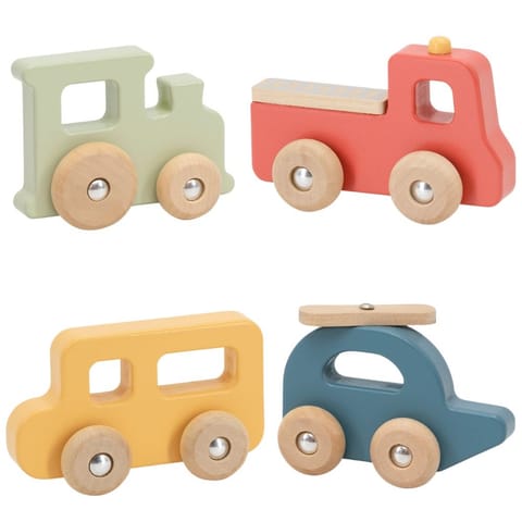 ⁨VIGA Zestaw Drewnianych Kolorowych Pojazdów 4szt. z Serii PolarB⁩ w sklepie Wasserman.eu