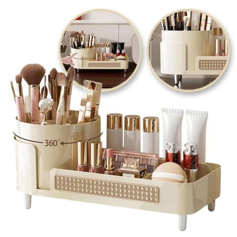 ⁨Organizer na pędzle, kosmetyki, plecionka wiedeńska obrotowy 34,5x7,8x15 cm CB75K⁩ w sklepie Wasserman.eu