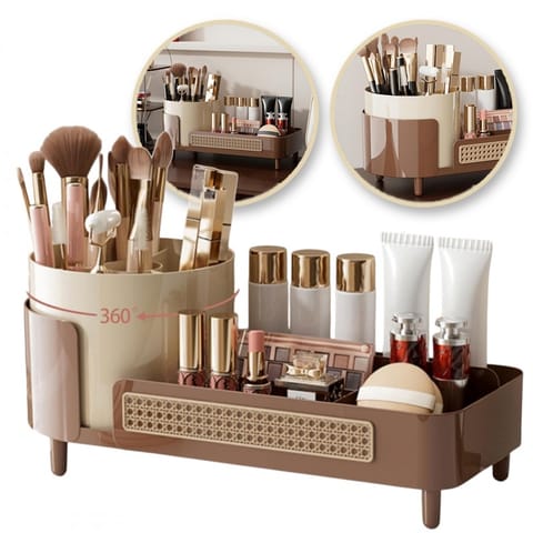 ⁨Organizer na pędzle, kosmetyki, plecionka wiedeńska obrotowy 34,5x7,8x15 cm CB75BR⁩ w sklepie Wasserman.eu