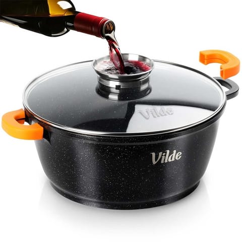 ⁨GARNEK GRANITOWY 5,8L 28cm Z POKRYWĄ Z AROMATYZEREM TERRUNA 199106⁩ w sklepie Wasserman.eu