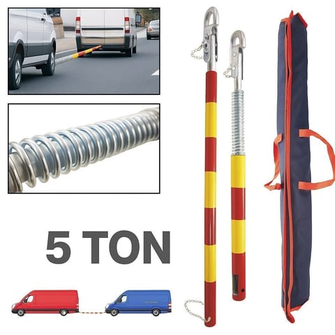 ⁨Drążek holowniczy, linka holownicza z amortyzacją do samochodów osobowych — do 5000 kg, z torbą transportową Sztywny Hol⁩ w sklepie Wasserman.eu