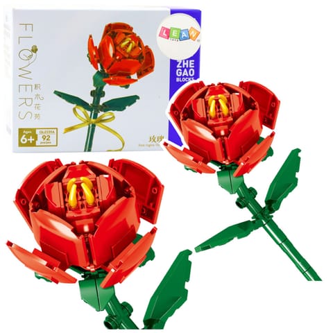 ⁨Klocki Konstrukcyjne Róża Z Kokardą Czerwona 92 el.⁩ w sklepie Wasserman.eu