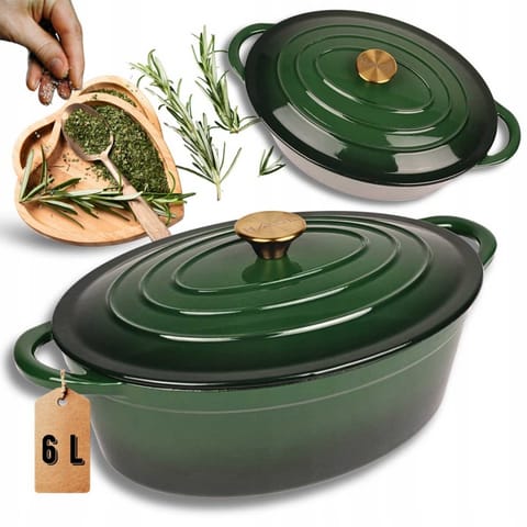 ⁨EMALIOWANA BRYTFANNA ŻELIWNA GĘSIARKA 6L HAGE ZIELONA⁩ w sklepie Wasserman.eu