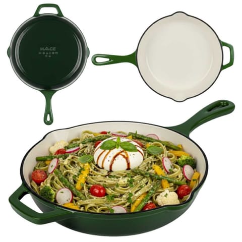 ⁨EMALIOWANA PATELNIA ŻELIWNA 26cm HAGE ZIELONA⁩ w sklepie Wasserman.eu