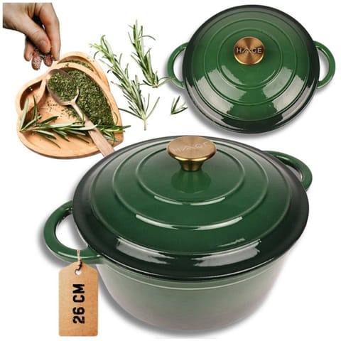 ⁨EMALIOWANY GARNEK ŻELIWNY 24cm 4L HAGE ZIELONY⁩ w sklepie Wasserman.eu