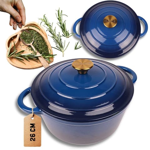 ⁨EMALIOWANY GARNEK ŻELIWNY 26cm 5L HAGE NIEBIESKI⁩ w sklepie Wasserman.eu