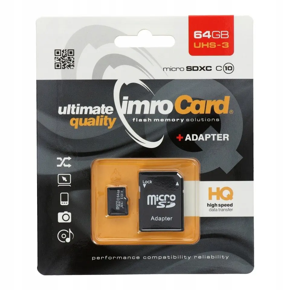 ⁨IMRO MICROSD10/64G UHS-3 ADP memory card 64 GB MicroSDHC UHS-III Class 10⁩ at Wasserman.eu
