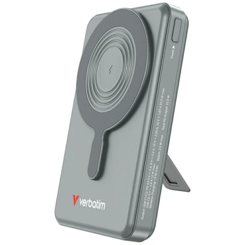 ⁨Powerbank Verbatim Charge n Go 10000mAh  z podstawką Magnetic Wireless wyświetlacz TFT 2xkabel USB-C szary 32272⁩ w sklepie Wasserman.eu