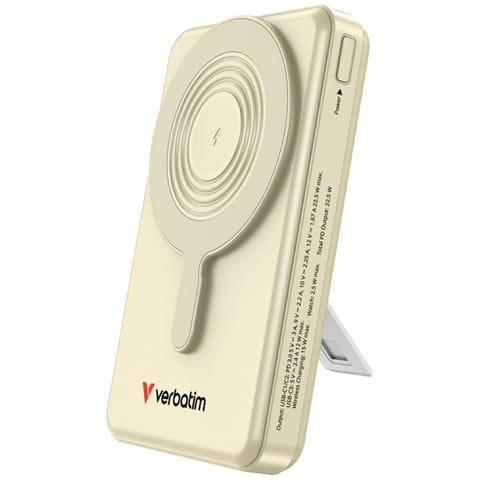 ⁨Powerbank Verbatim Charge n Go 10000mAh  z podstawką Magnetic Wireless wyświetlacz TFT 2xkabel USB-C złoty 32274⁩ w sklepie Wasserman.eu