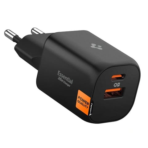 ⁨Spigen Essential EE352EU GaN Pro - Ładowarka sieciowa USB-C + USB-A 35W (Black)⁩ w sklepie Wasserman.eu