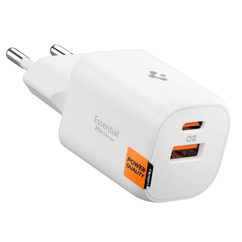 ⁨Spigen Essential EE352EU GaN Pro - Ładowarka sieciowa USB-C + USB-A 35W (White)⁩ w sklepie Wasserman.eu