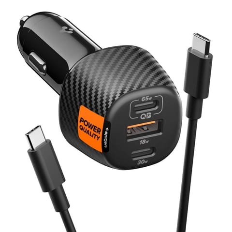 ⁨Spigen Essential EV1133 - Ładowarka samochodowa 2x USB-C PD & USB-A QC3.0 113W + Kabel 100W USB-C 1 m (Black)⁩ w sklepie Wasserman.eu