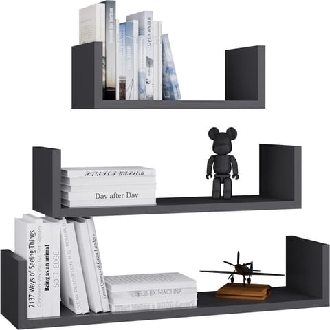 ⁨Półka Wisząca MOBI 3P Komplet 3x – Nowoczesne Półki Ścienne ANTRACYT⁩ w sklepie Wasserman.eu