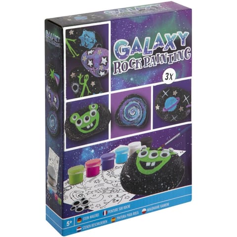 ⁨Zestaw do malowania kamieni GALAXY (3x Kamień, 6x Farbka, 1x Pędzelek, 1x arkusz z szablonami) 200058 MOXY⁩ w sklepie Wasserman.eu